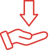 Hand receiving a downward arrow icon