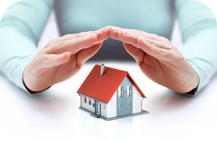Insurance services Mesa AZ hands sheltering a model house