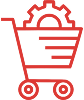 Shopping cart with gear icon